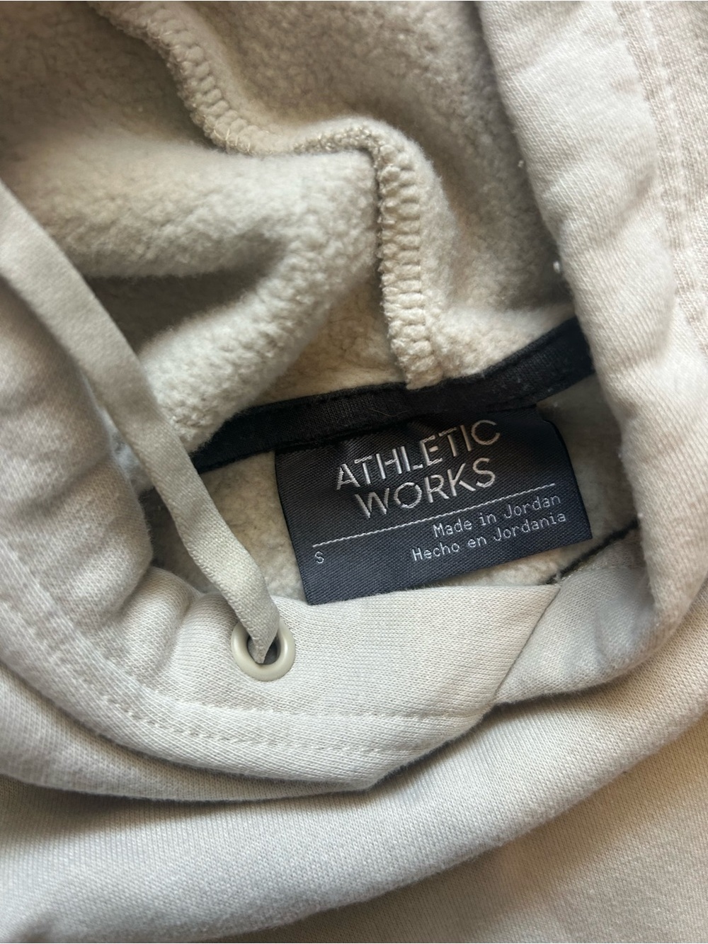 Athletic Works Cream Pullover Hoodie with Kangaroo Pocket - Picture 3 of 5